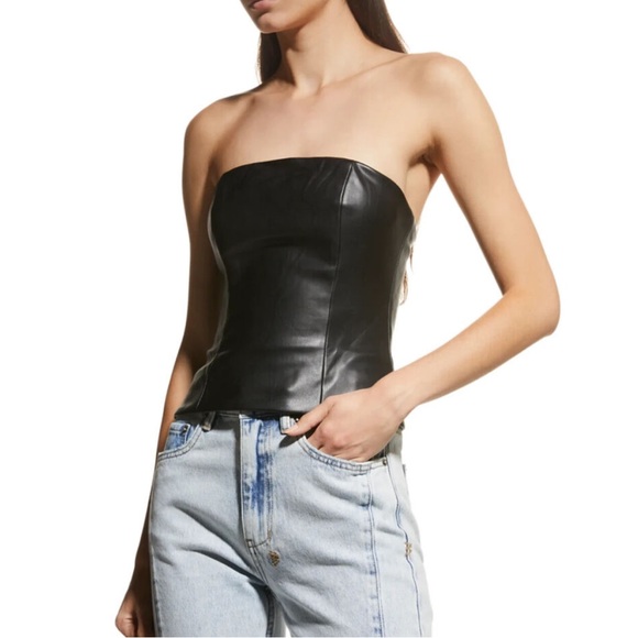 STAUD Black Tracing Top Vegan Leather - SIZE 2 - Picture 1 of 6
